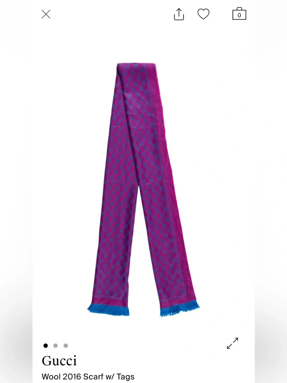 Gucci Purple and Blue GG Jacquard Silk Scarf
